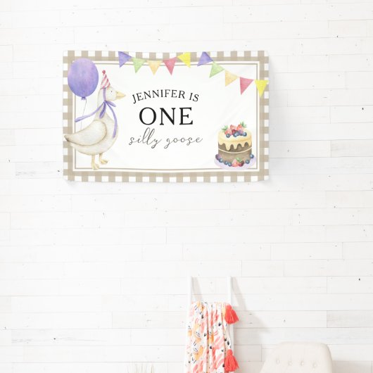 Aquarell Gänse 1. Geburtstag Willkommen Banner (InSitu)