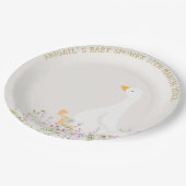 Aquarell Gänse Wildblume Kinderdusche Pappteller (Schrägansicht)