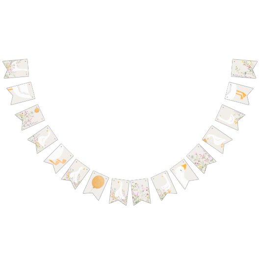 Aquarell Gänse Wildblume Twins Kinderdusche Wimpelkette (Alle)