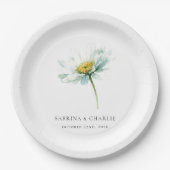 Aquarell-Gänseblümchen Elegante Florale Hochzeit Pappteller (Vorderseite)