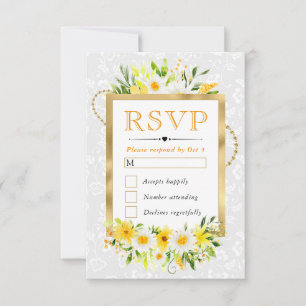 Aquarell Gänseblümchen Gelbe Sommerblumen Hochzeit RSVP Karte