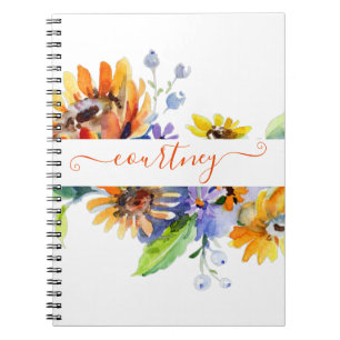 Aquarell-Gänseblümchen personalisiert  Notizblock