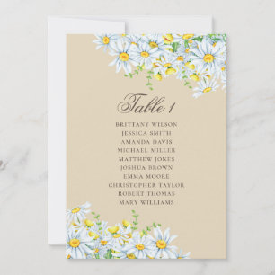 Aquarell-Gänseblümchen-Sitzplan. Florale Hochzeit Einladung