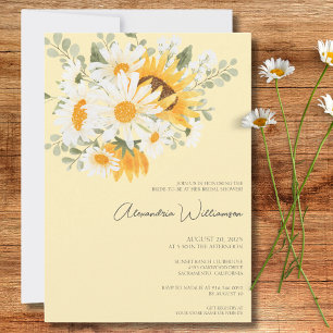 Aquarell-Gänseblümchen und Sonnenblumen-Brautparty Einladung