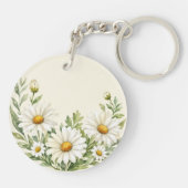 Aquarell-Gärtchen mit Gänseblümchen Schlüsselanhänger (Rückseite)