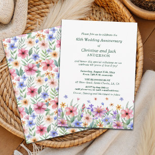 Aquarell-Garten-Blumen 65. Hochzeitstag Einladung