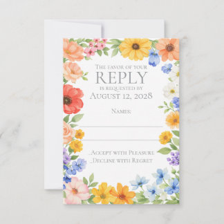 Aquarell-Garten-Blumen-Hochzeitseinladung RSVP Karte
