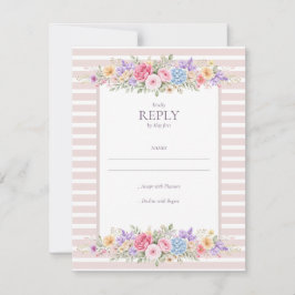 Aquarell-Garten-Blumen-Rahmen-Hochzeits-Einladung RSVP Karte