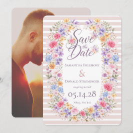Aquarell-Garten-Blumen-Rahmen-Hochzeits-Einladung Save The Date