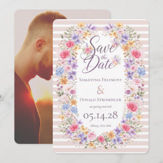 Aquarell-Garten-Blumen-Rahmen-Hochzeits-Einladung Save The Date