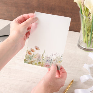 Aquarell-Garten-Blumenrand Pergament Einladungen