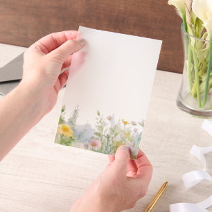 Aquarell-Garten-Blumenrand Pergament Einladungen
