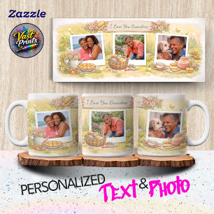 Aquarell-Garten-Fotocollage Benutzerdefinierter Te Tasse