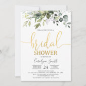 Aquarell Gärten Gold Bridal Dusche Einladung (Vorderseite)