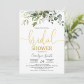 Aquarell Gärten Gold Bridal Dusche Einladung (Stehend Vorderseite)