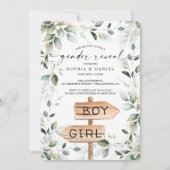 Aquarell Gärten Gold Gender Reveal Baby Dusche Einladung (Vorderseite)