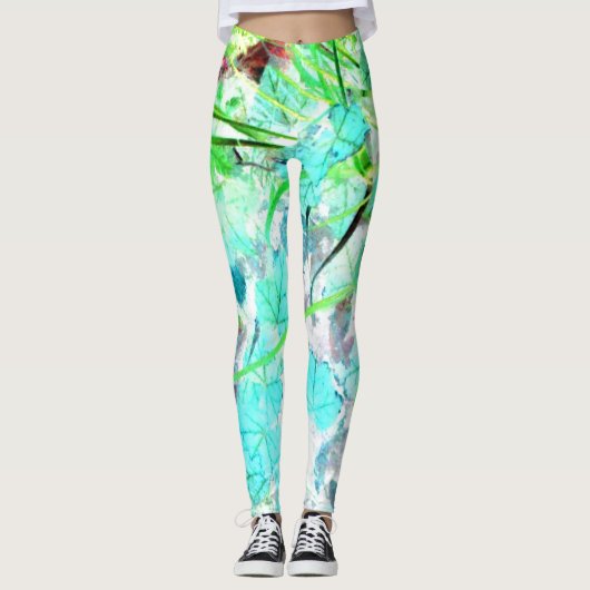 Aquarell-Garten-Impressionist-Yoga-Hosen-Laufen Leggings (Vorderseite)