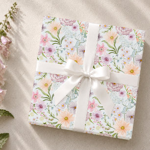 Aquarell-Garten mit weichen Pastell-Wildblumen  Geschenkpapier