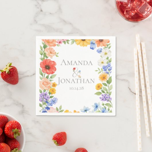 Aquarell-Garten-Wildblumen-Save-the-Date Serviette (Beispiel)
