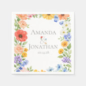 Aquarell-Garten-Wildblumen-Save-the-Date Serviette (Vorderseite)