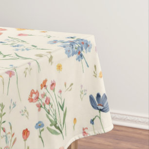 Aquarell-Gartenblumen Wildblume Frühlingswiese Tischdecke