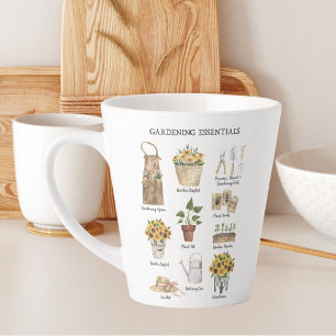 Aquarell-Gartengeräte-Sonnenblumen-Garten Milchtasse