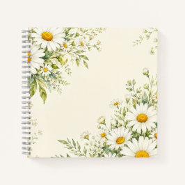 Aquarell-Gärtnerjournal mit Gänseblümchen Notizblock