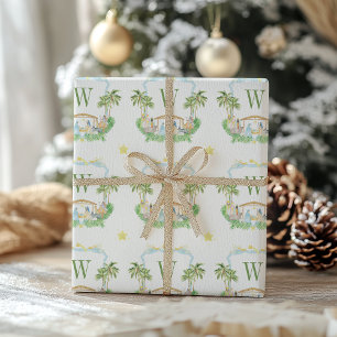 Aquarell-Geburts-Monogramm-Wappen-Weihnachten Geschenkpapier