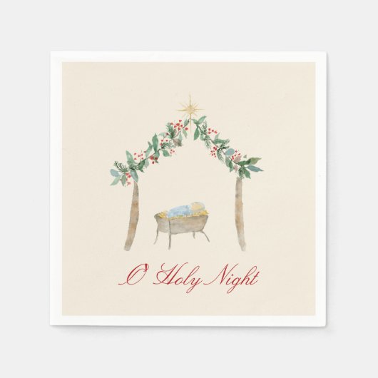 Aquarell-Geburtsszene  Serviette (Vorderseite)