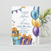 Aquarell-Geburtstag Einladung (Stehend Vorderseite)