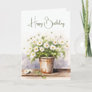 Aquarell-Geburtstags-Daisy-Sträußchen Karte