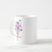 Aquarell Geburtstagsblume Aster Maßgeschneidert Kaffeetasse (Vorderseite Links)