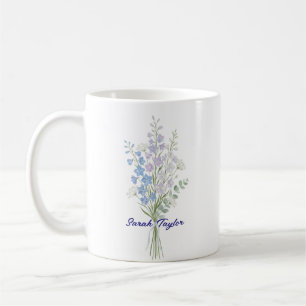 Aquarell Geburtstagsblume Rittersporn Maßgeschneid Kaffeetasse