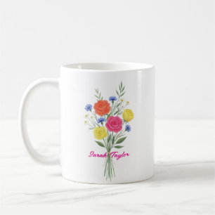 Aquarell Geburtstagsblume Rose Maßgeschneidert Kaffeetasse