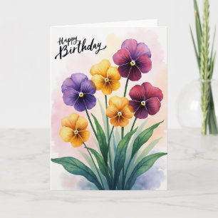 Aquarell-Geburtstagskarte mit Blumenmotiv Karte