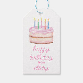 Aquarell Geburtstagskuchen & Confetti Geschenkanhänger