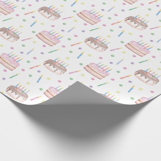 Aquarell Geburtstagskuchen & Confetti Geschenkpapier (Ecke)