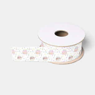 Aquarell Geburtstagskuchen & Confetti Ripsband
