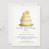 Aquarell Geburtstagskuchen Einladung - gelb (Vorderseite)