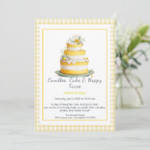 Aquarell Geburtstagskuchen Einladung - gelb (Stehend Vorderseite)