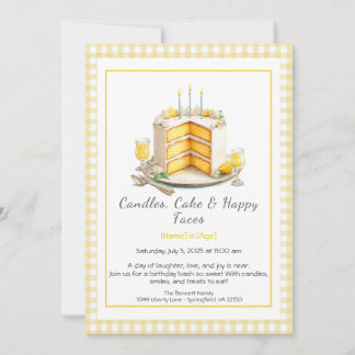 Aquarell Geburtstagskuchen Einladung - gelb