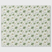 Aquarell gedämpfte grüne blühende Shamrocks Geschenkpapier (Flach)