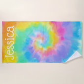 Aquarell Gefärbte Krawatte Individuelle Name Stran Strandtuch (Vorderseite)