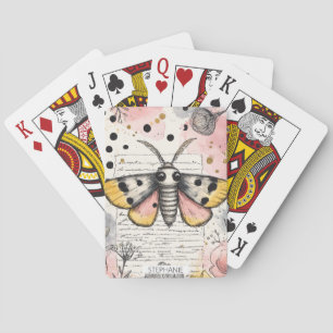 Aquarell Gefleckter Tigermotten Rosa Gold Boho Kun Spielkarten
