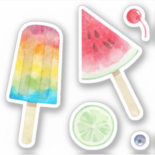 Aquarell gefrorene Früchte Bar und Wassermelonenfr Aufkleber
