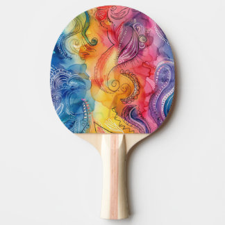 Aquarell-Gekritzel Ping-Pong-Schläger Tischtennis Schläger