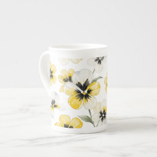 Aquarell-Gelb-Blumenmuster  Porzellantasse