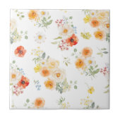 Aquarell-Gelb-Orange-Blumen-Blumenmuster Fliese (Vorderseite)