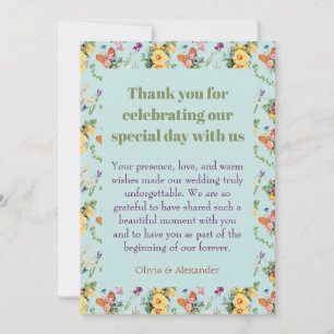 Aquarell-Gelbe Blumen & Florales Musterdesign Dankeskarte