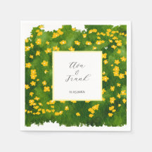 Aquarell Gelbe Blumengarten Weiße Hochzeit